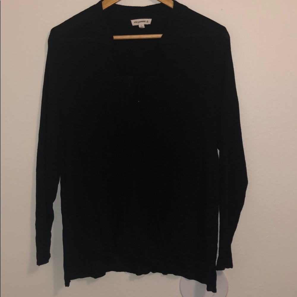 Black drape top with faux collar